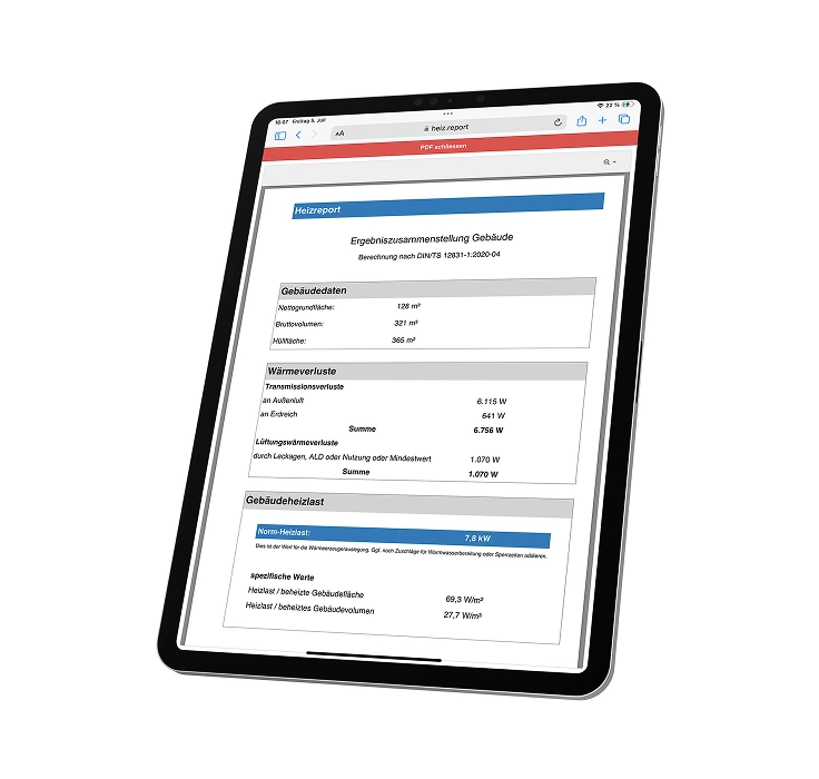 Heizlast-Report für Ruhla